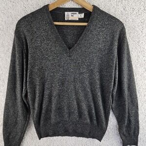 Vintage London Fog V Neck Gray Sweater Mens Medium Made USA Preppy 90s Dapper